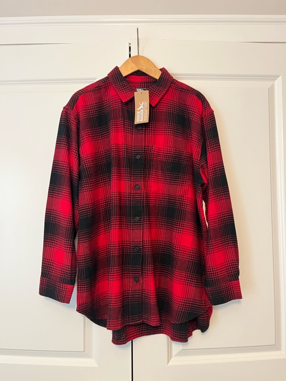 Eddie Bauer women’s long sleeve flannel button down top NEW NWT size large